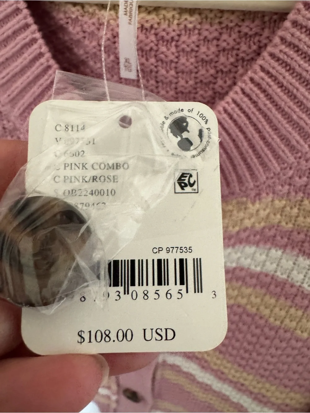Free People Pink Striped Button-Front Cardigan